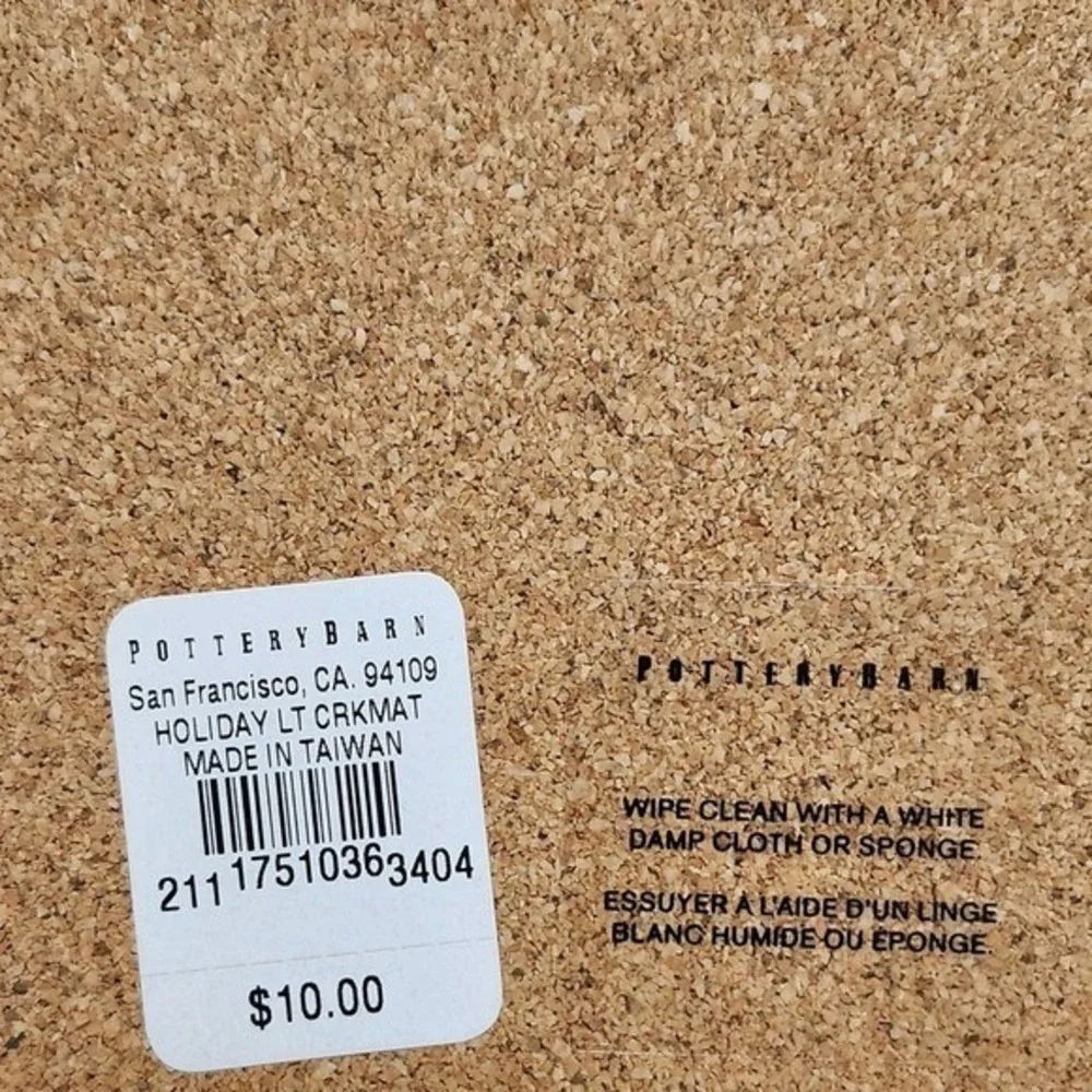 Pottery Barn Christmas Holiday Light String Cork Placemats & Napkins Set of 5‎